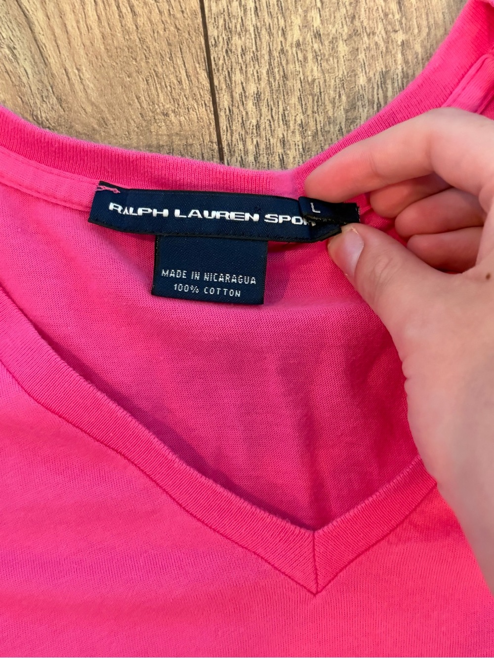 Ralph Lauren Pink V‑Neck Short Sleeve Tee
